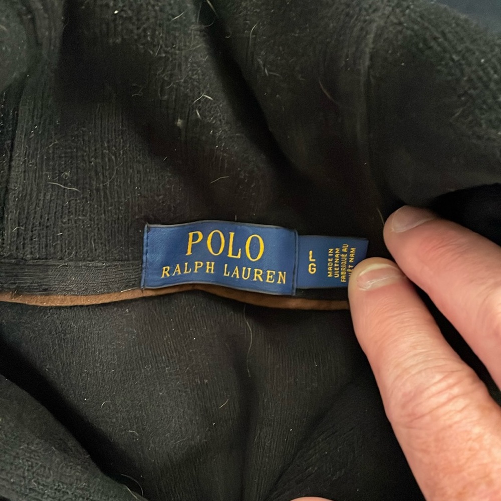 Black shawl/cowl collar men’s Ralph Lauren cotton sweater